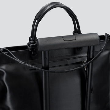 Black Soft Work Tote Bag with Knotted Handle Fittings for Office Daily Matching