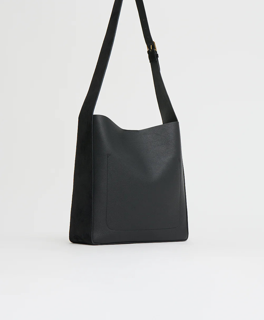 Dual-Tone Bucket Bag with Adjustable Strap