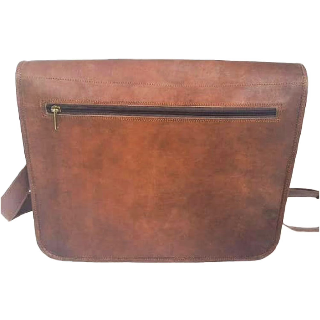 Dark Brown Genuine Leather 16 Inch Messenger Bag with Padded Adjustable Strap for Business Daily Matching